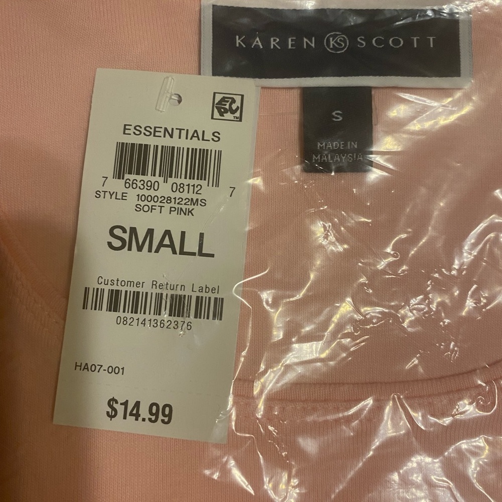 NEW - Karen Scott Short Sleeve Scoop Neck Top. Small. Soft Pink. - Picture 5 of 7